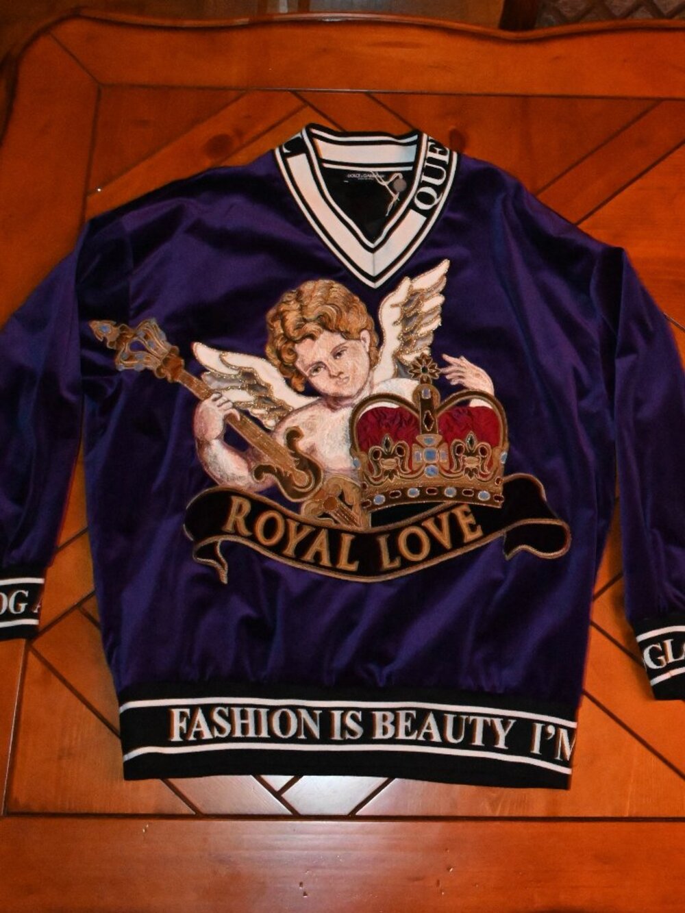 Dolce & Gabanna “Ángel Royal Love” Purple Velvet Oversized Sweater